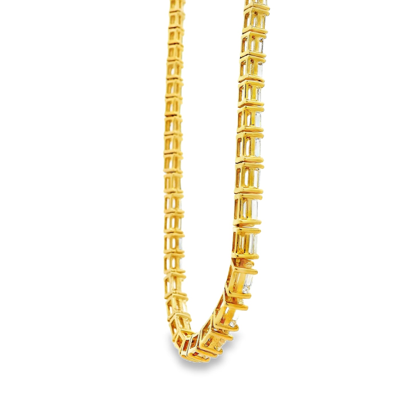 18k Yellow Gold 8.44ctw Half Way Emerald Cut Necklace