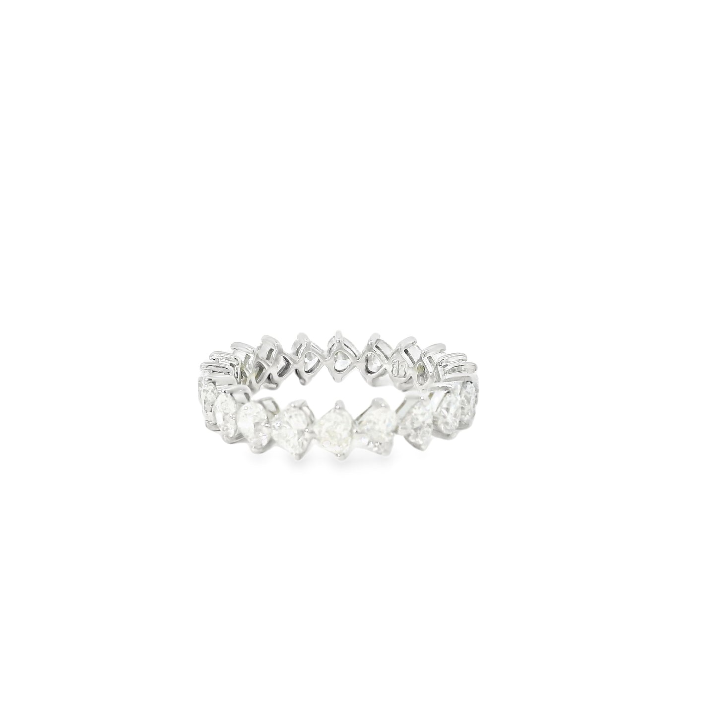 18k White Gold 2.83ctw Pear Cut and Round Brilliant Eternity Band