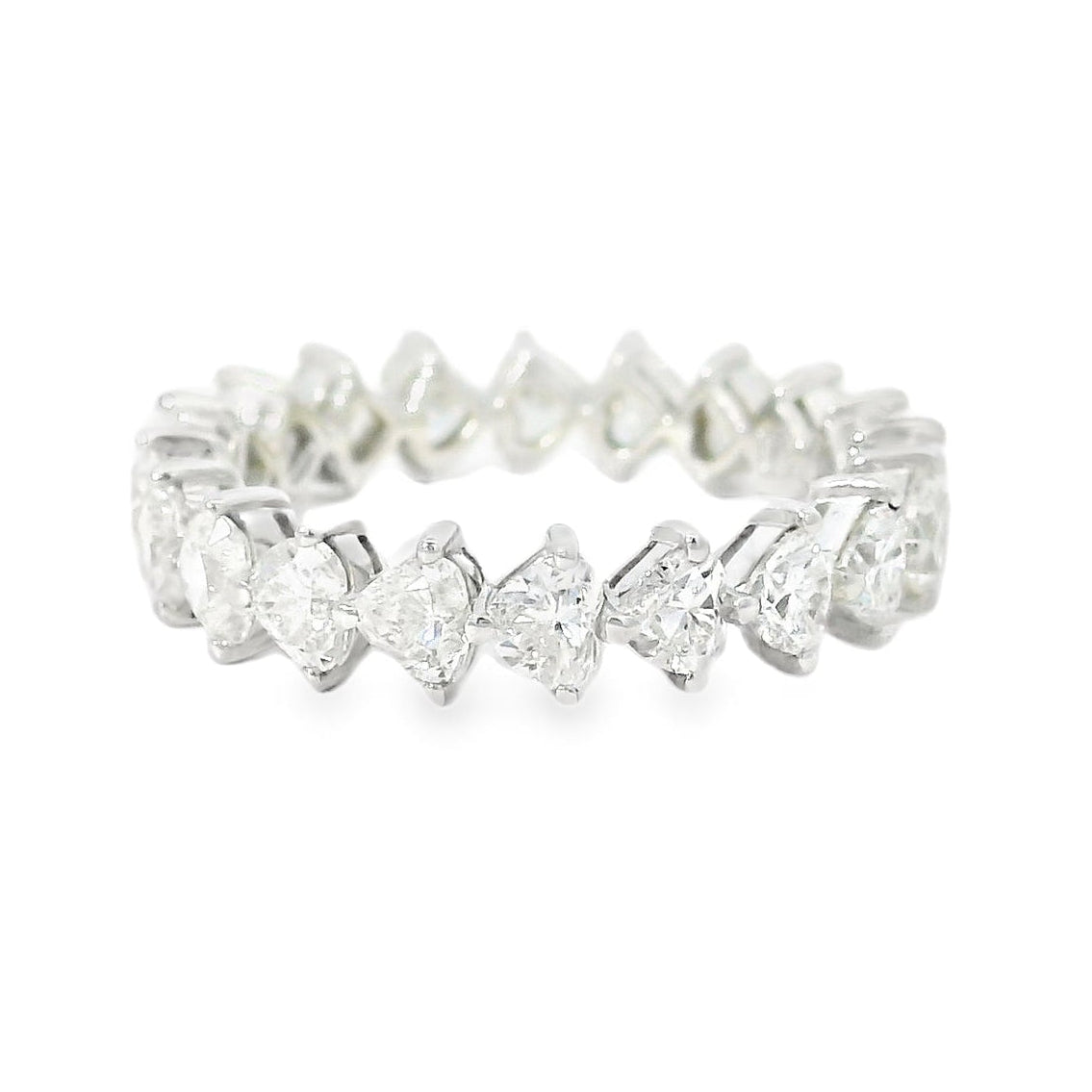 18k White Gold 2.83ctw Pear Cut and Round Brilliant Eternity Band