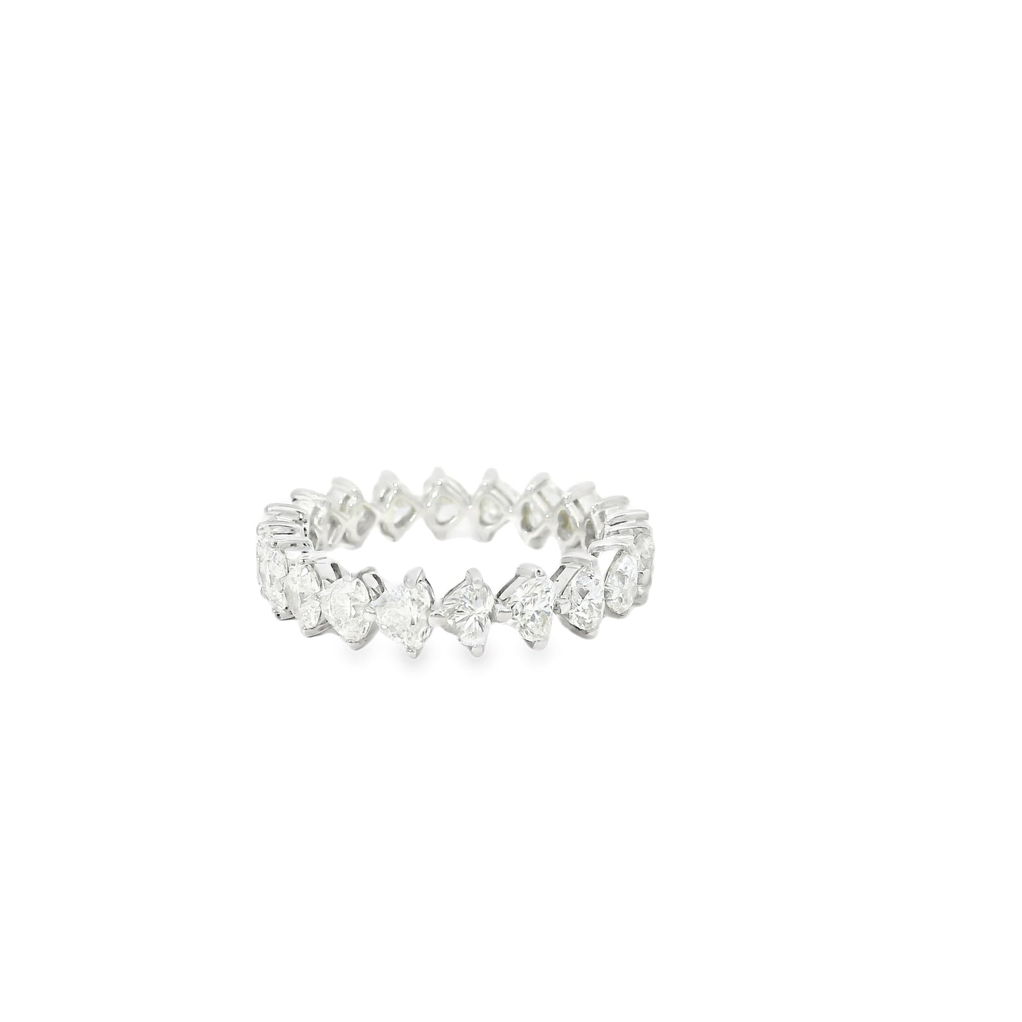 18k White Gold 2.83ctw Pear Cut and Round Brilliant Eternity Band