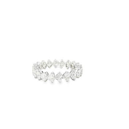 18k White Gold 2.83ctw Pear Cut and Round Brilliant Eternity Band
