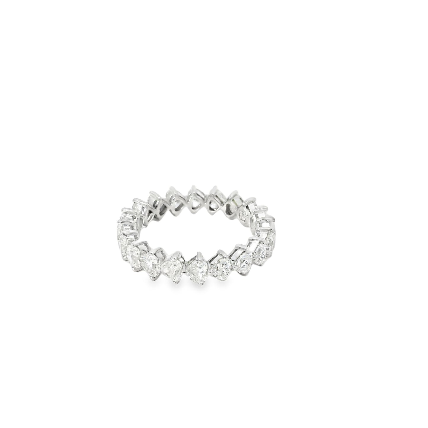 18k White Gold 2.83ctw Pear Cut and Round Brilliant Eternity Band