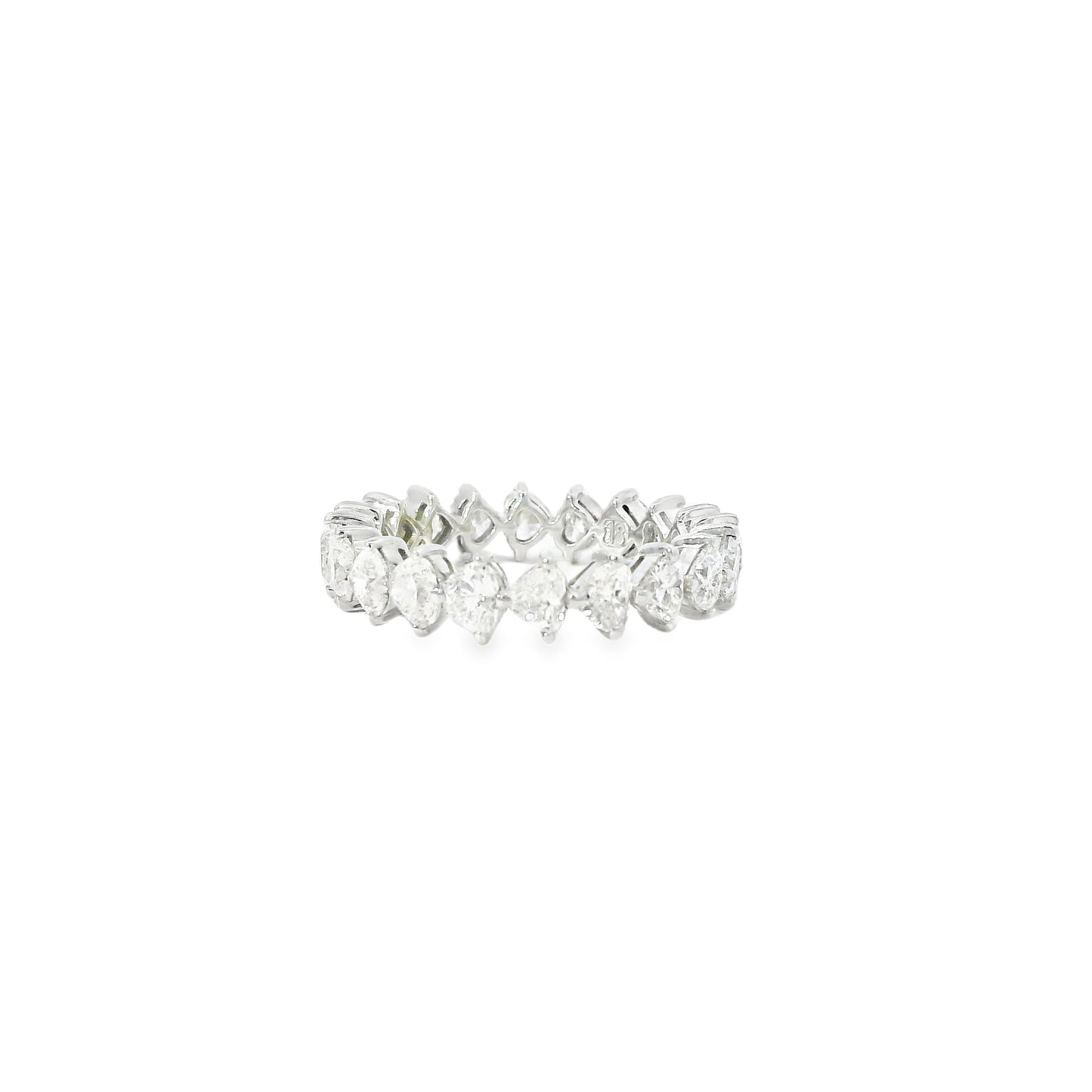 18k White Gold 2.83ctw Pear Cut and Round Brilliant Eternity Band