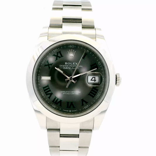 Rolex 126300 41mm Datejust Wimbledon Dial on Oyster Bracelet Watch
