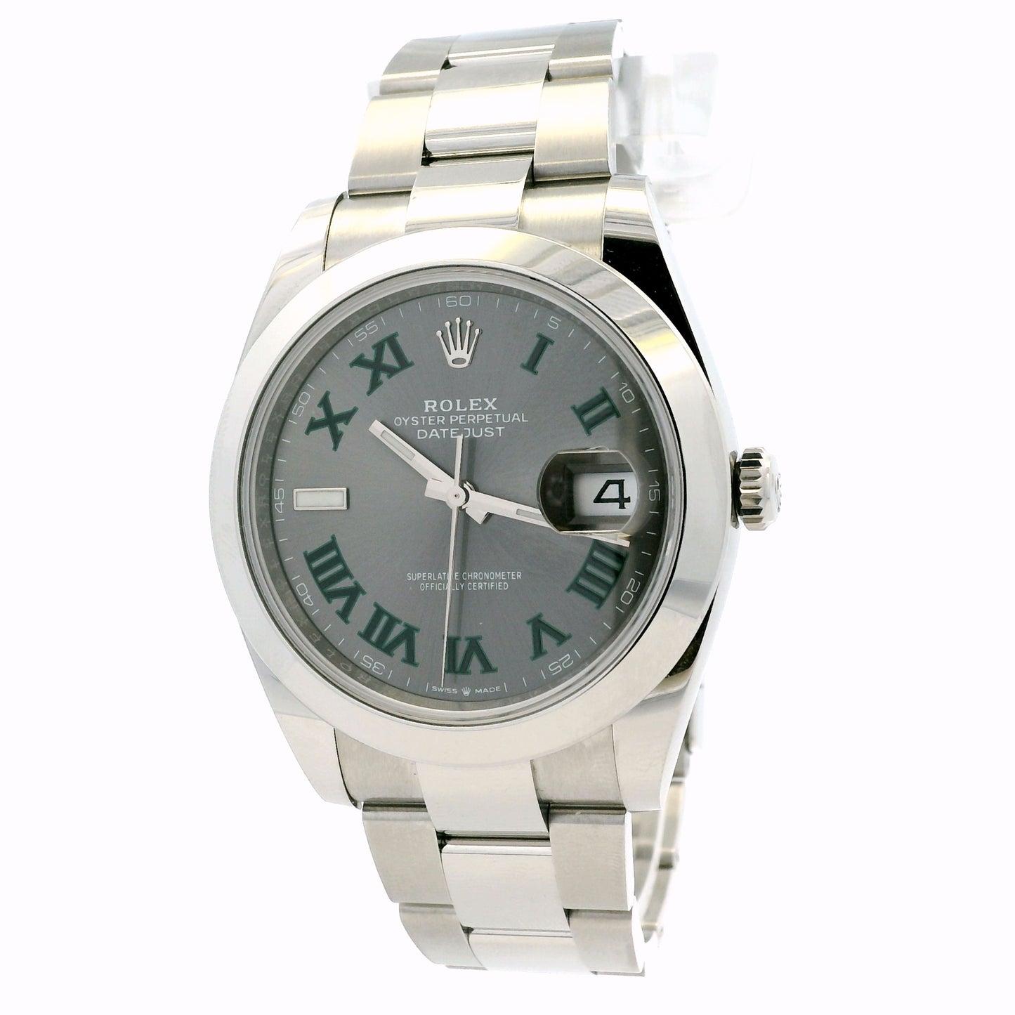 Rolex 126300 41mm Datejust Wimbledon Dial on Oyster Bracelet Watch