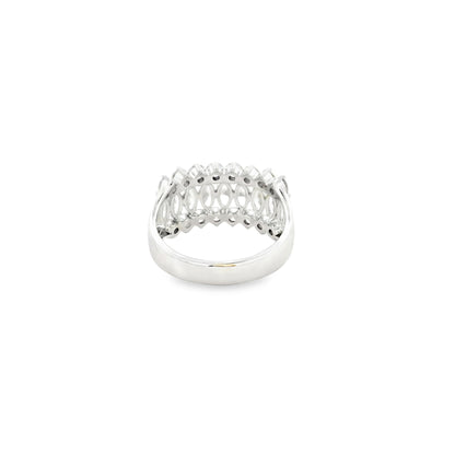 14k White Gold 1.00ctw Marquise Cut and 1.00ctw of Round Brilliant Diamonds Ring
