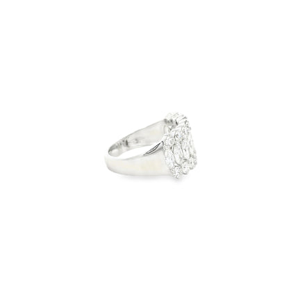 14k White Gold 1.00ctw Marquise Cut and 1.00ctw of Round Brilliant Diamonds Ring