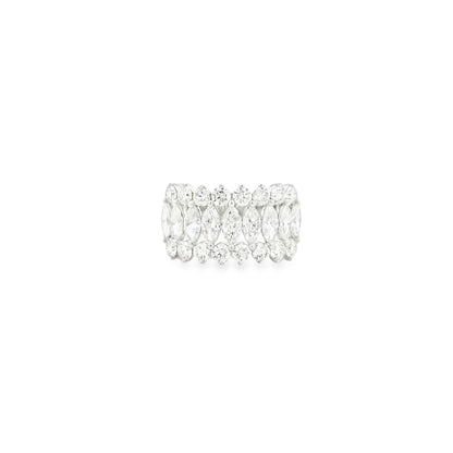 14k White Gold 1.00ctw Marquise Cut and 1.00ctw of Round Brilliant Diamonds Ring