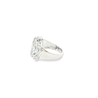 14k White Gold 1.00ctw Marquise Cut and 1.00ctw of Round Brilliant Diamonds Ring