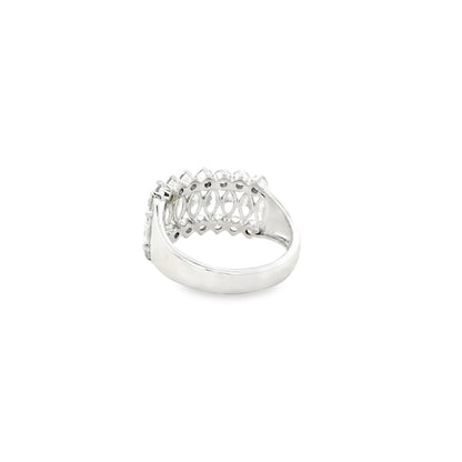 14k White Gold 1.00ctw Marquise Cut and 1.00ctw of Round Brilliant Diamonds Ring