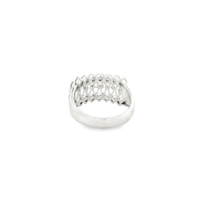 14k White Gold 1.00ctw Marquise Cut and 1.00ctw of Round Brilliant Diamonds Ring