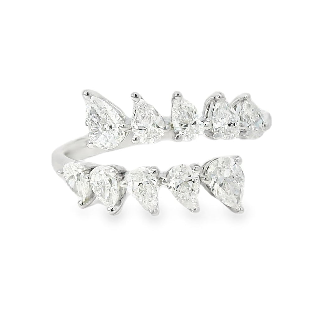 14k White Gold 1.15ctw Marquise Cut Bypass Ring
