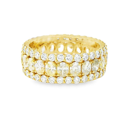 18k Yellow Gold 2.19ctw Oval Diamonds and 1.32ctw Round Brilliant Diamonds in a Multi-Row Eternity Band