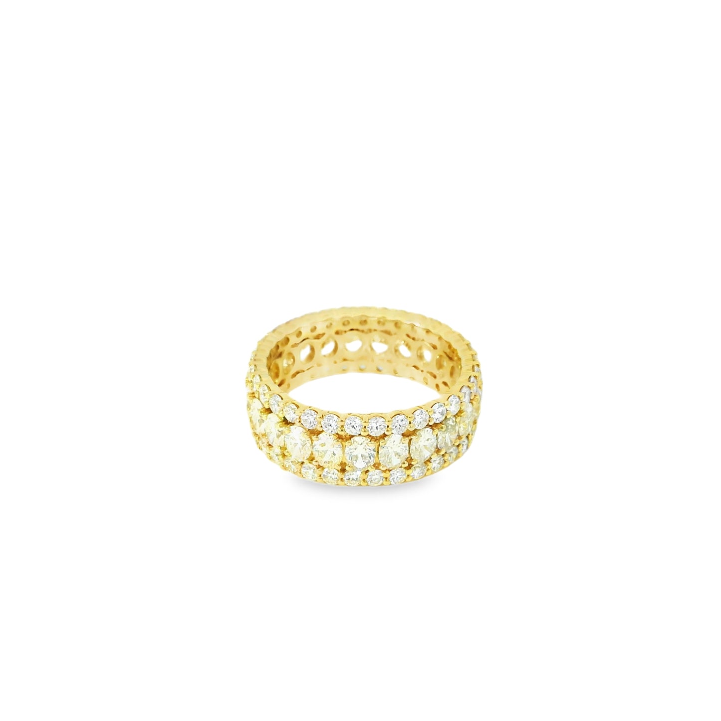 18k Yellow Gold 2.19ctw Oval Diamonds and 1.32ctw Round Brilliant Diamonds in a Multi-Row Eternity Band