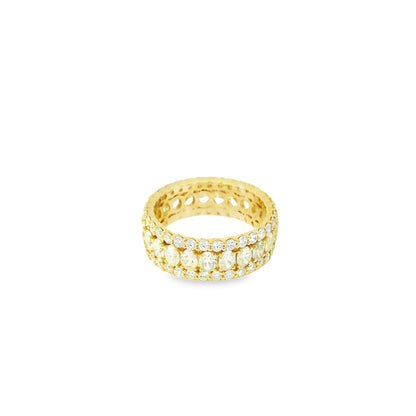 18k Yellow Gold 2.19ctw Oval Diamonds and 1.32ctw Round Brilliant Diamonds in a Multi-Row Eternity Band