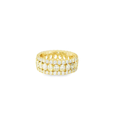 18k Yellow Gold 2.19ctw Oval Diamonds and 1.32ctw Round Brilliant Diamonds in a Multi-Row Eternity Band