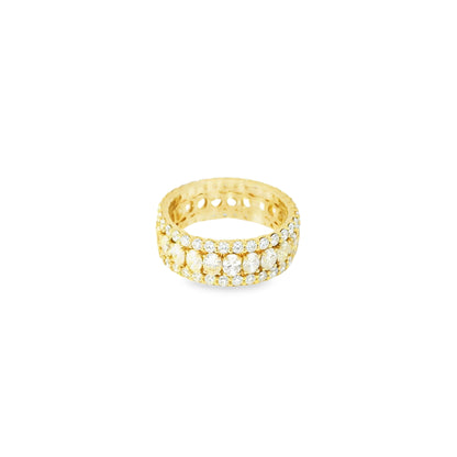 18k Yellow Gold 2.19ctw Oval Diamonds and 1.32ctw Round Brilliant Diamonds in a Multi-Row Eternity Band