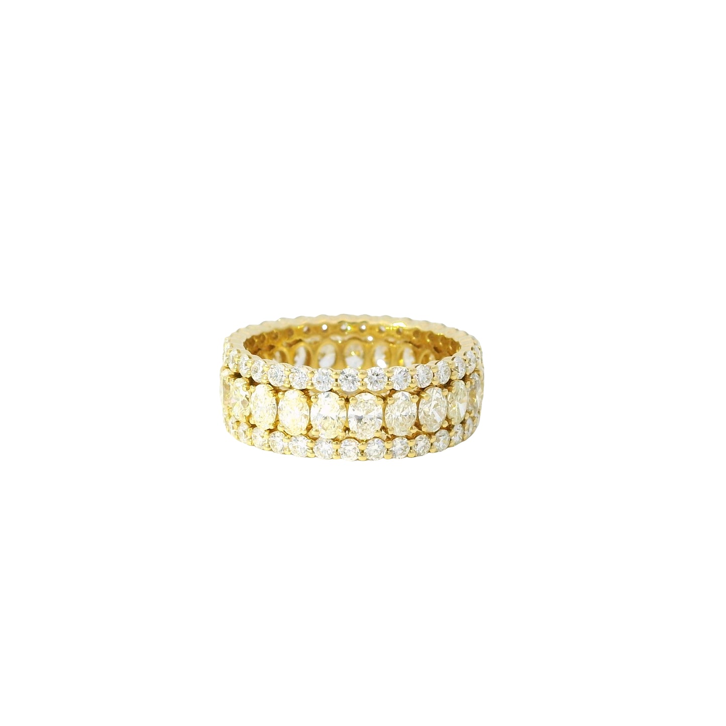 18k Yellow Gold 2.19ctw Oval Diamonds and 1.32ctw Round Brilliant Diamonds in a Multi-Row Eternity Band