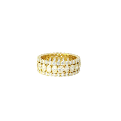 18k Yellow Gold 2.19ctw Oval Diamonds and 1.32ctw Round Brilliant Diamonds in a Multi-Row Eternity Band
