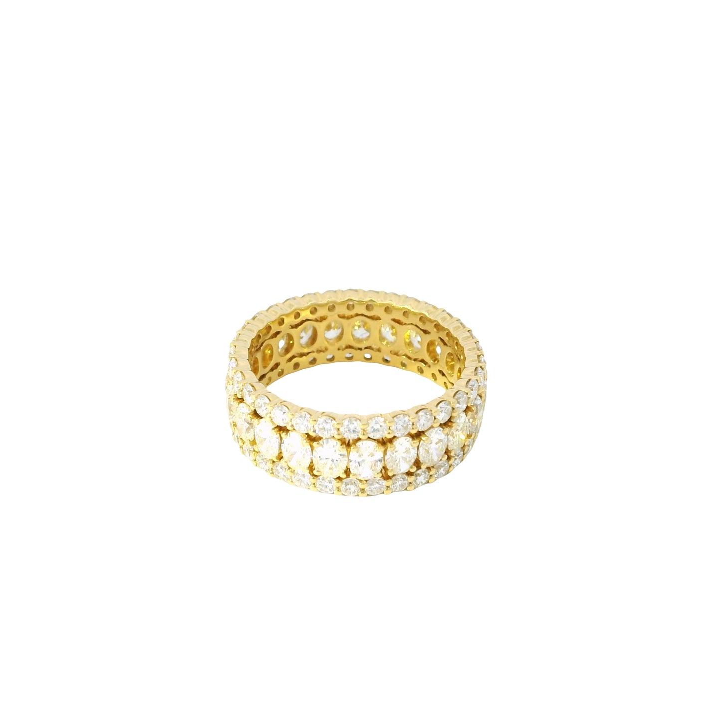 18k Yellow Gold 2.19ctw Oval Diamonds and 1.32ctw Round Brilliant Diamonds in a Multi-Row Eternity Band