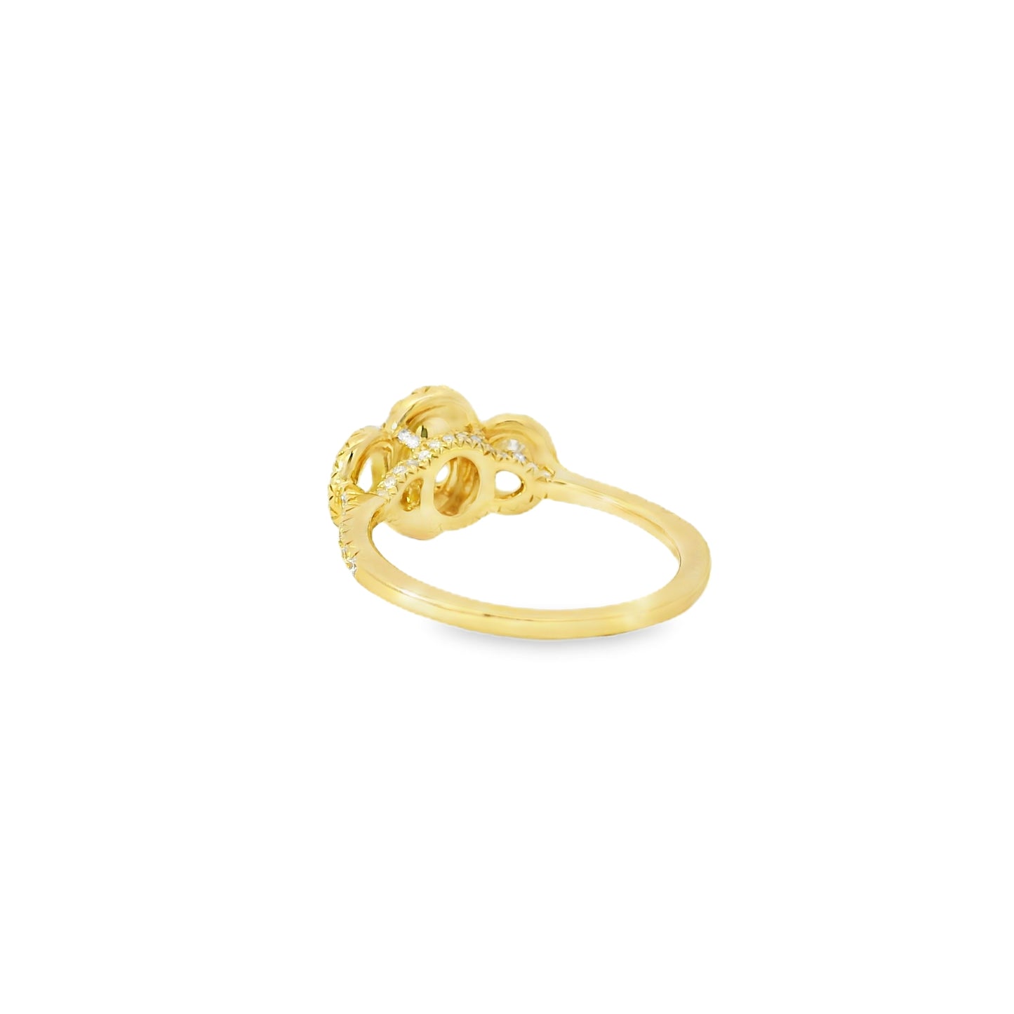18k Yellow Gold 1.08ct Three-Stone Oval Diamond and 0.35ct Round Brilliant Diamonds Ring