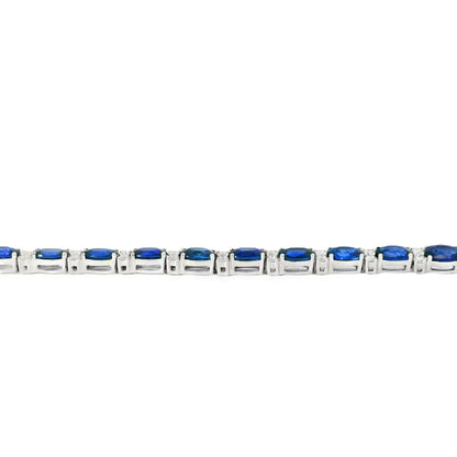 14k White Gold Tennis Bracelet Featuring 10ct Blue Sapphires and 1.00ct of Round Brilliant Diamonds