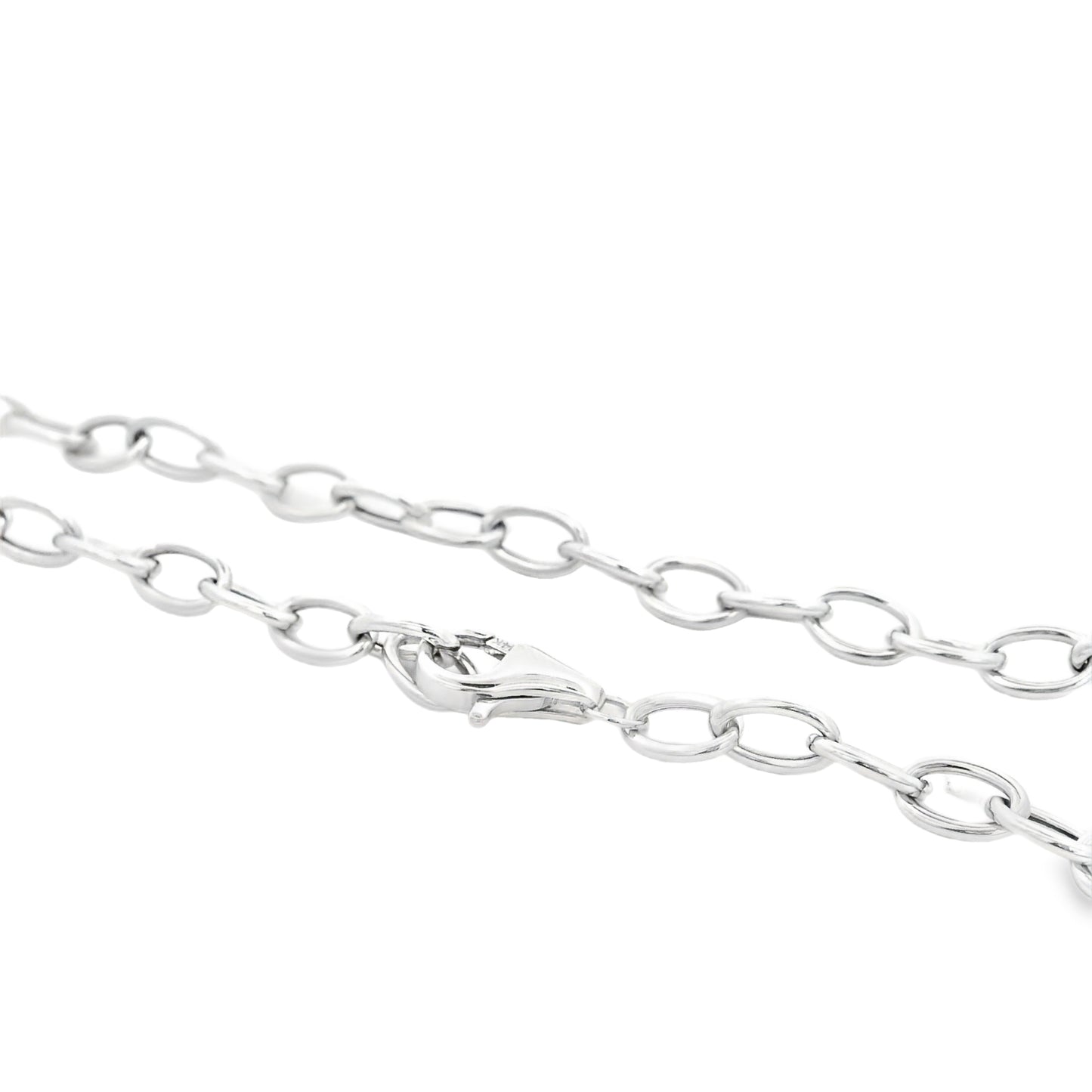 14k White Gold 1.00ctw Natural Round Brilliant Diamond Circle Center attached to a Large Oval Link Paperclip Chain