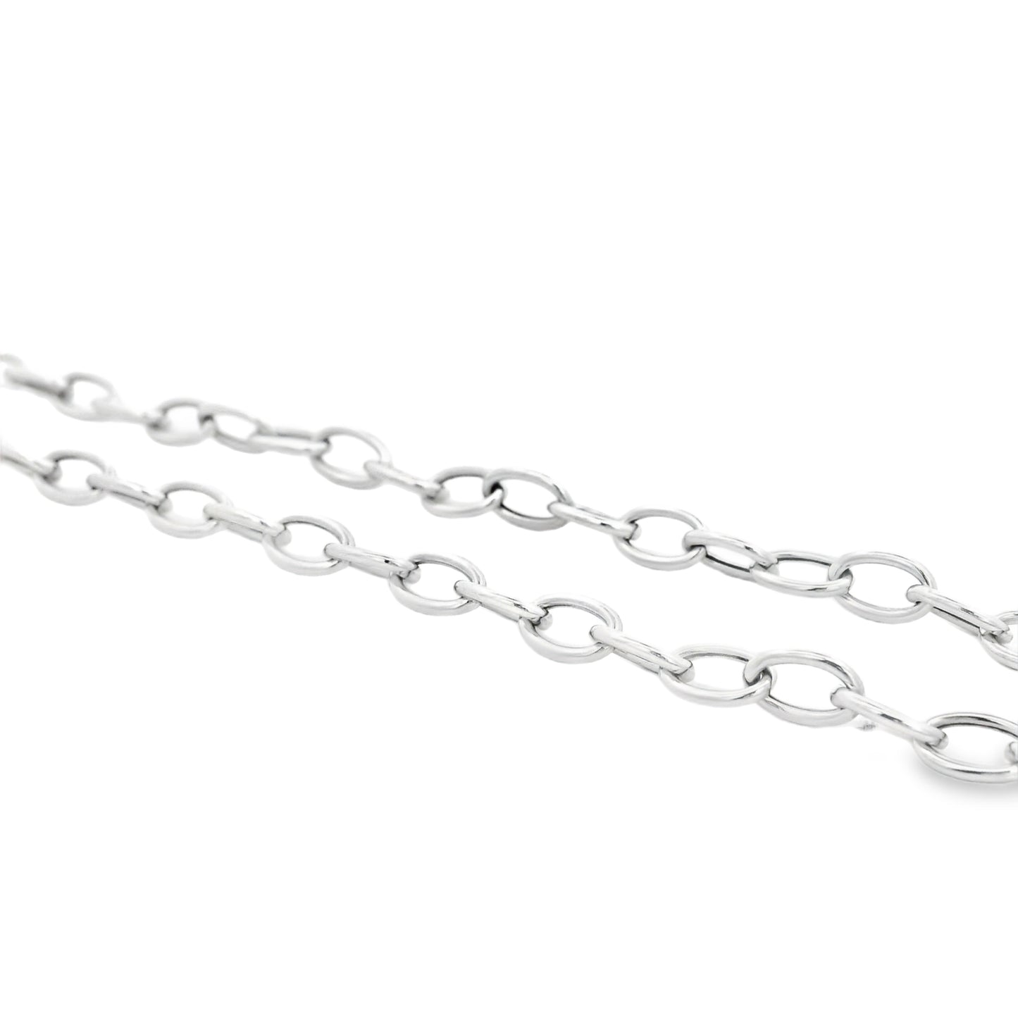 14k White Gold 1.00ctw Natural Round Brilliant Diamond Circle Center attached to a Large Oval Link Paperclip Chain