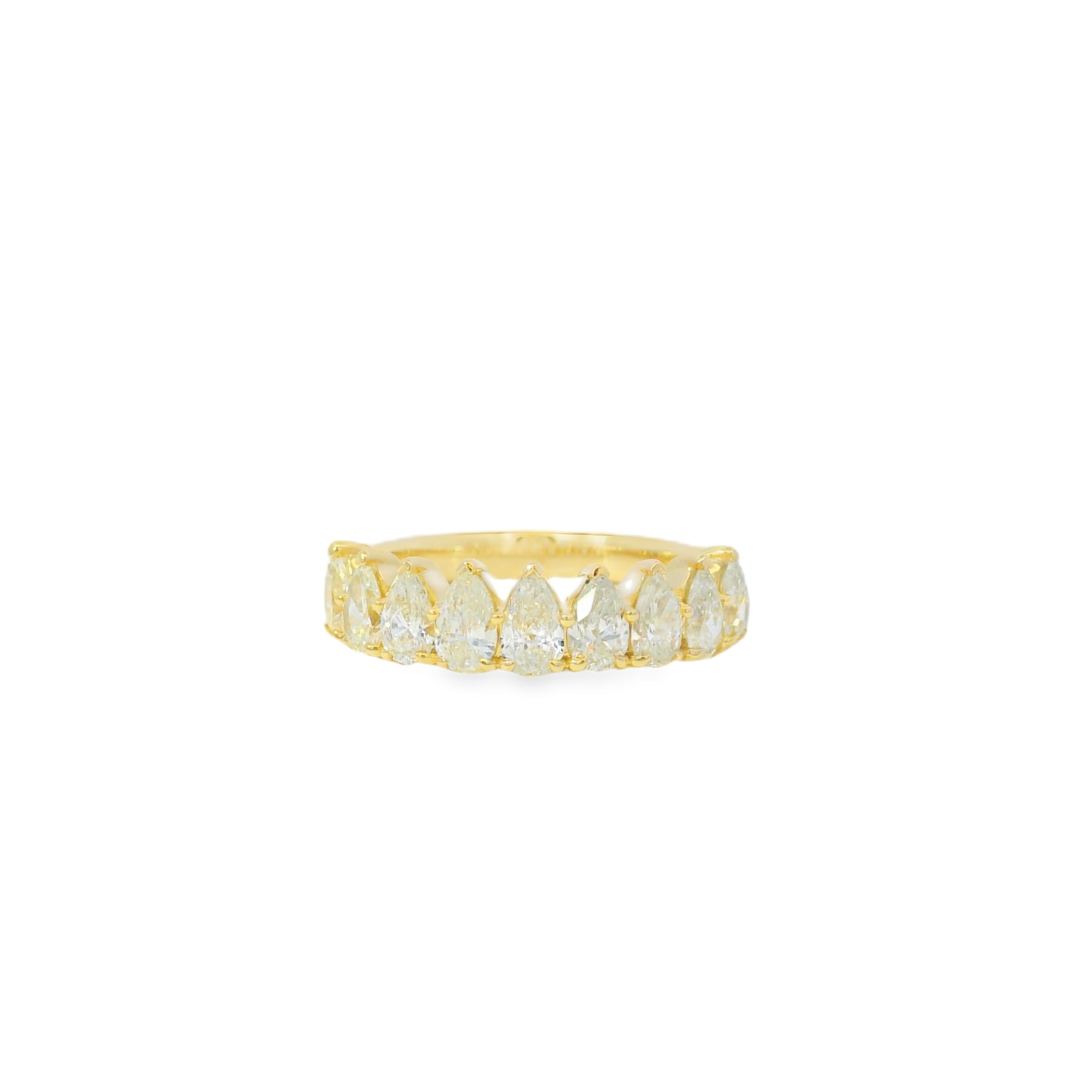 14k Yellow Gold 1.52ctw Natural Pear Cut Diamond 9 Stone Ring