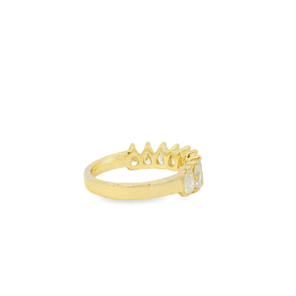 14k Yellow Gold 1.52ctw Natural Pear Cut Diamond 9 Stone Ring