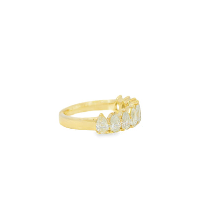 14k Yellow Gold 1.52ctw Natural Pear Cut Diamond 9 Stone Ring