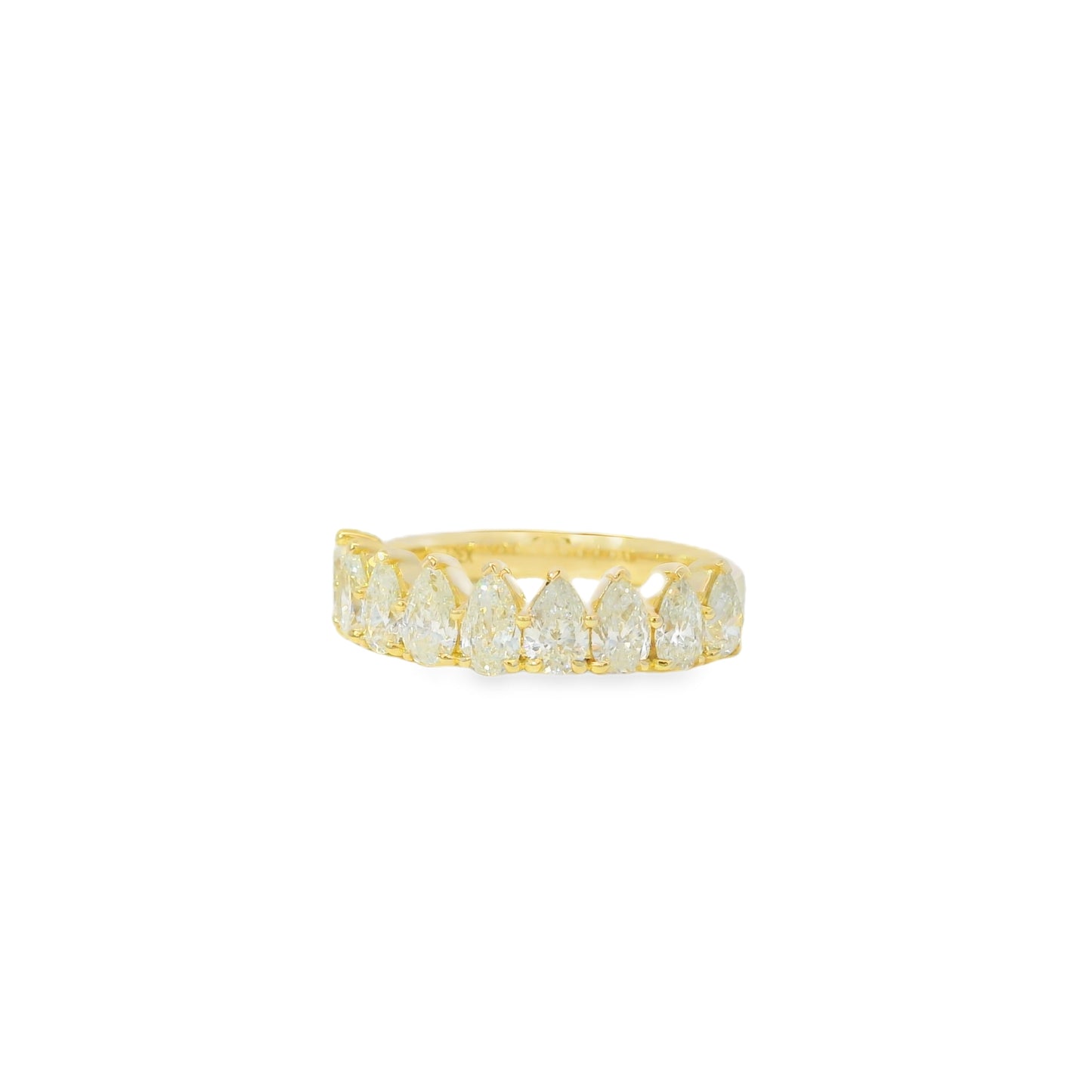 14k Yellow Gold 1.52ctw Natural Pear Cut Diamond 9 Stone Ring