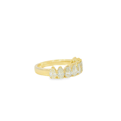14k Yellow Gold 1.52ctw Natural Pear Cut Diamond 9 Stone Ring