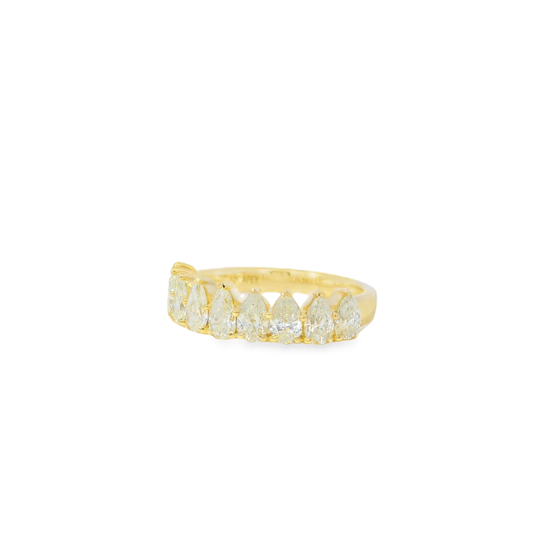 14k Yellow Gold 1.52ctw Natural Pear Cut Diamond 9 Stone Ring