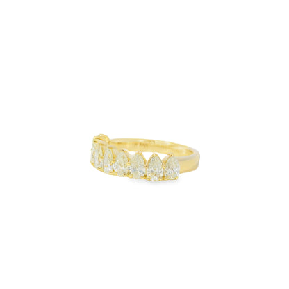 14k Yellow Gold 1.52ctw Natural Pear Cut Diamond 9 Stone Ring