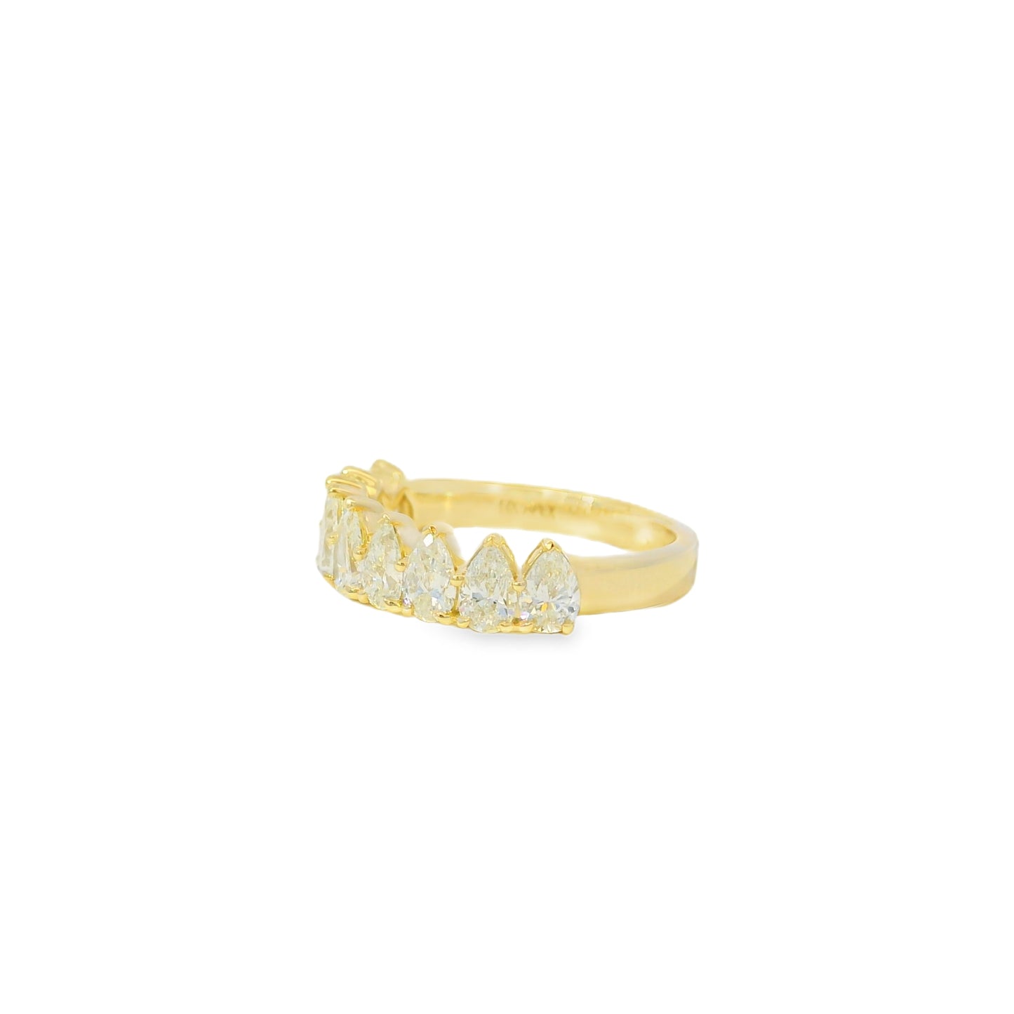 14k Yellow Gold 1.52ctw Natural Pear Cut Diamond 9 Stone Ring