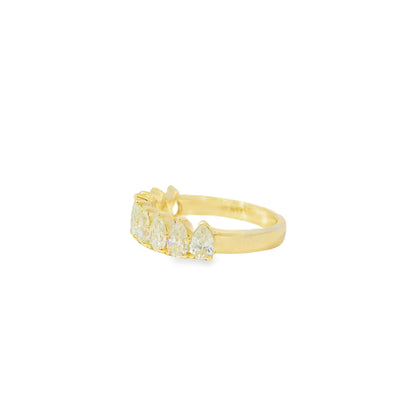14k Yellow Gold 1.52ctw Natural Pear Cut Diamond 9 Stone Ring