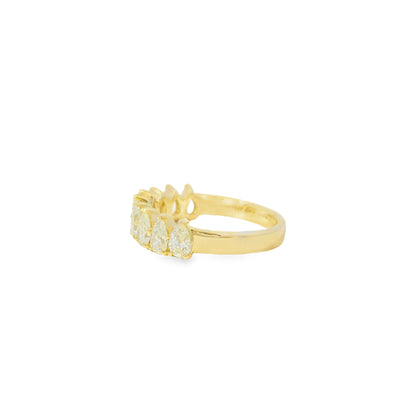14k Yellow Gold 1.52ctw Natural Pear Cut Diamond 9 Stone Ring