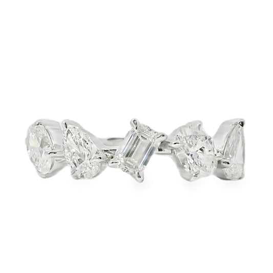 18k White Gold 1.36ctw Natural Mixed Cut Diamond 5 Stone Ring