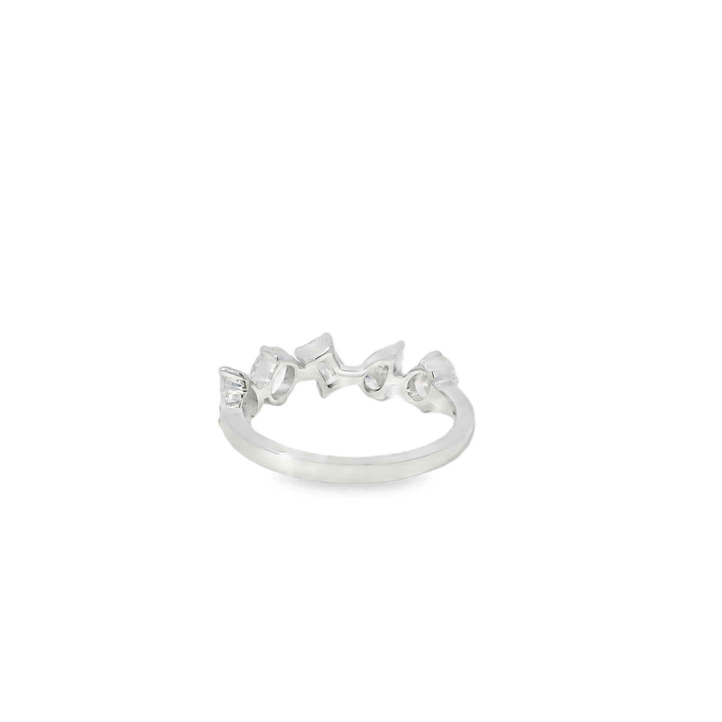 18k White Gold 1.36ctw Natural Mixed Cut Diamond 5 Stone Ring