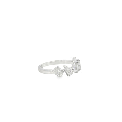 18k White Gold 1.36ctw Natural Mixed Cut Diamond 5 Stone Ring