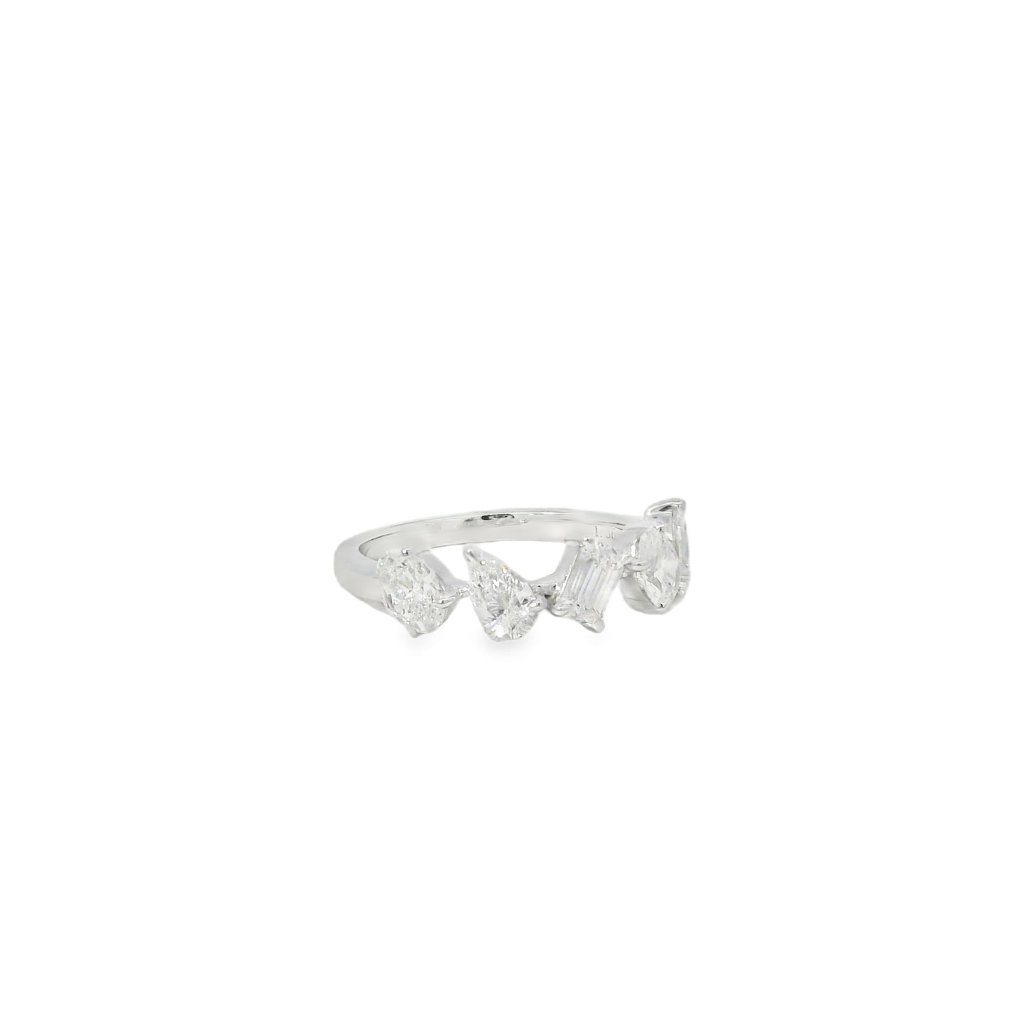 18k White Gold 1.36ctw Natural Mixed Cut Diamond 5 Stone Ring