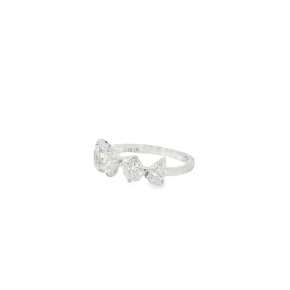 18k White Gold 1.36ctw Natural Mixed Cut Diamond 5 Stone Ring