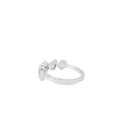 18k White Gold 1.36ctw Natural Mixed Cut Diamond 5 Stone Ring