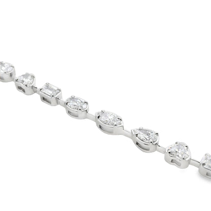 18k White Gold 6.39ctw Natural Mixed Cut Diamond Tennis Bracelet