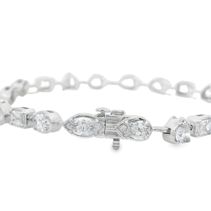 18k White Gold 6.39ctw Natural Mixed Cut Diamond Tennis Bracelet