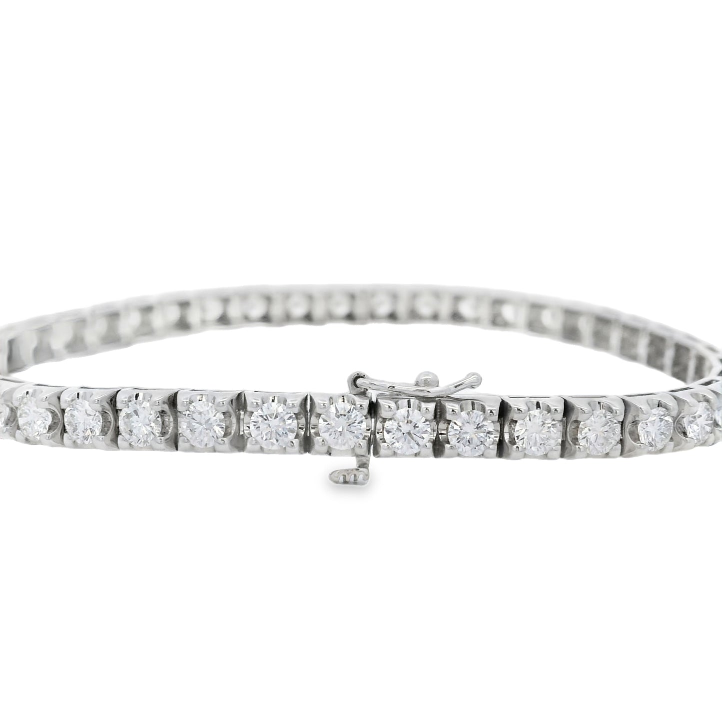14k White Gold 4.98ctw Natural Round Brilliant Diamond Tennis Bracelet