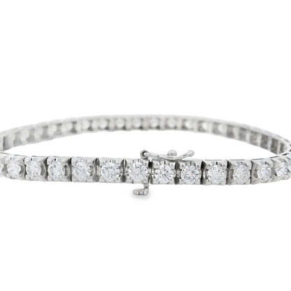 14k White Gold 4.98ctw Natural Round Brilliant Diamond Tennis Bracelet