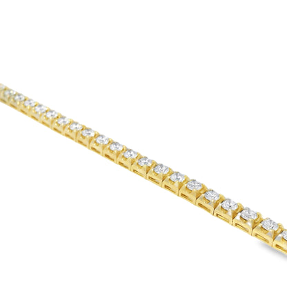 14k Yellow Gold 5.00ctw Natural Round Brilliant Diamond Tennis Bracelet