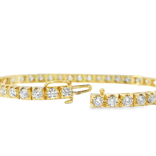 14k Yellow Gold 5.00ctw Natural Round Brilliant Diamond Tennis Bracelet